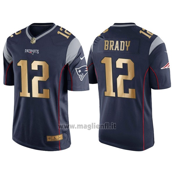 Maglia NFL Gold Game New England Patriots Brady Profundo Blu